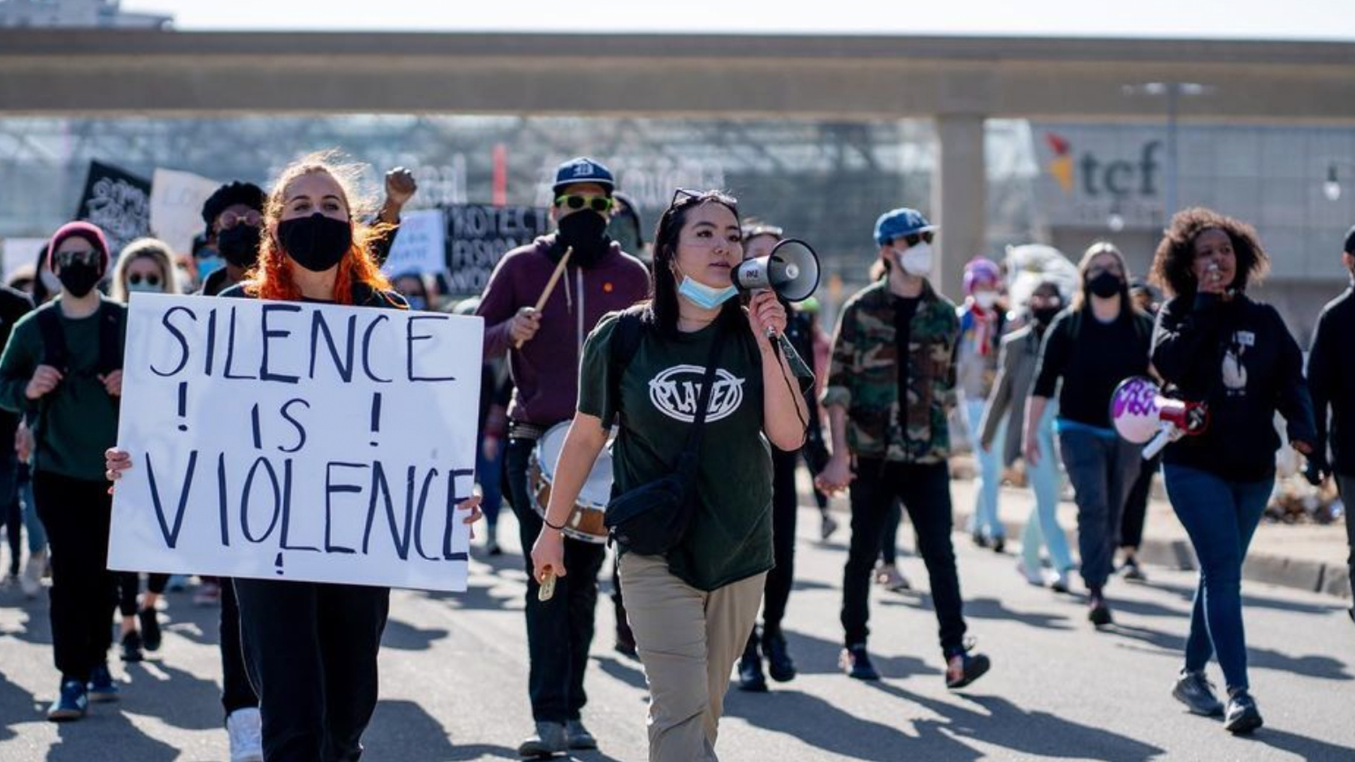 Atlanta Spa Shooting rally in downtown Detroit led by Whenever We're Needed